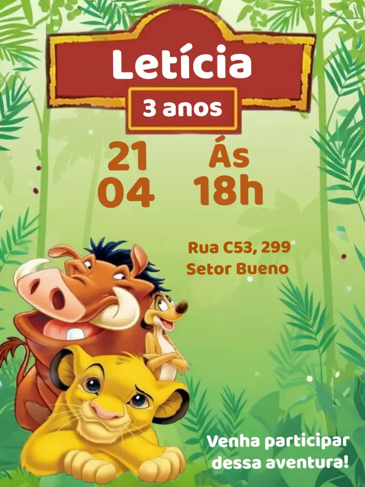 Convite Rei Leão Verde