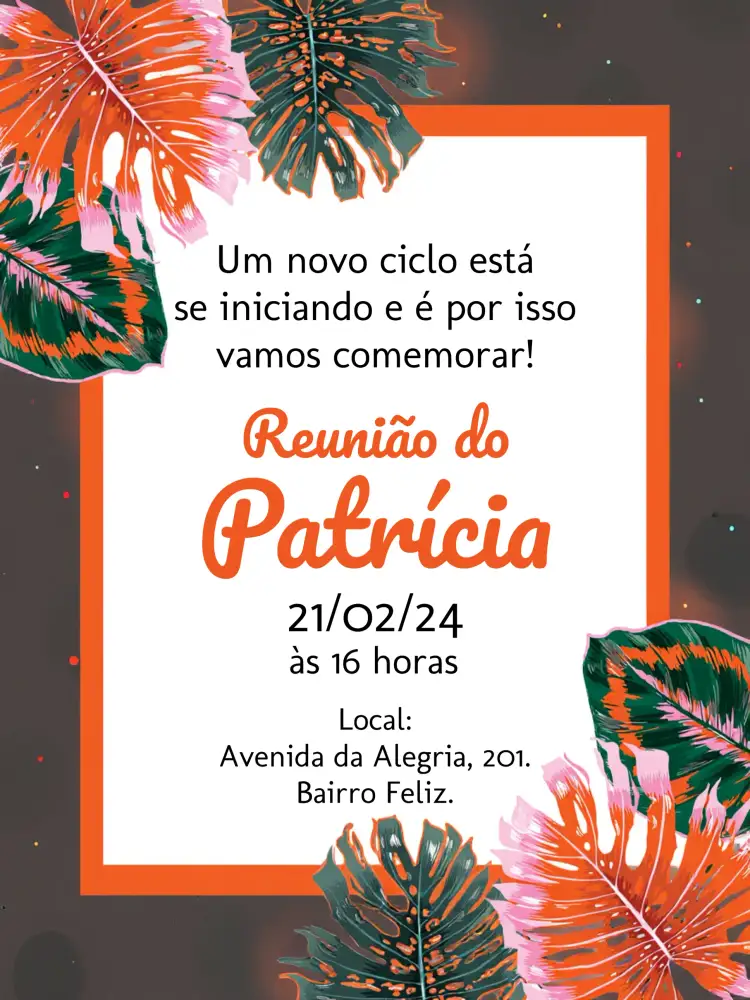 Convite Resenha Adulto – tema Aniversário moderno, vibrante, descontraído, colorido, minimalista