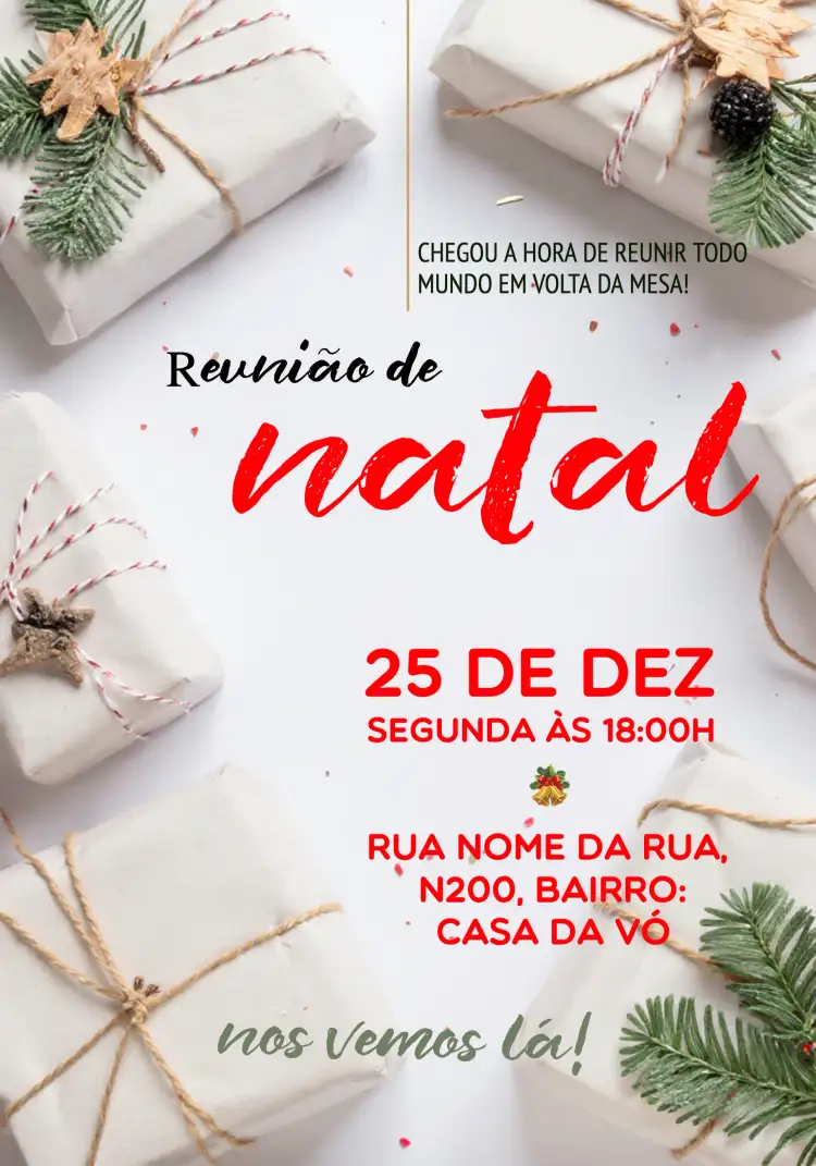 Convite Reunião De Natal Papai – tema Datas Comemorativas festivo, elegante, clássico, colorido, moderno, natalino