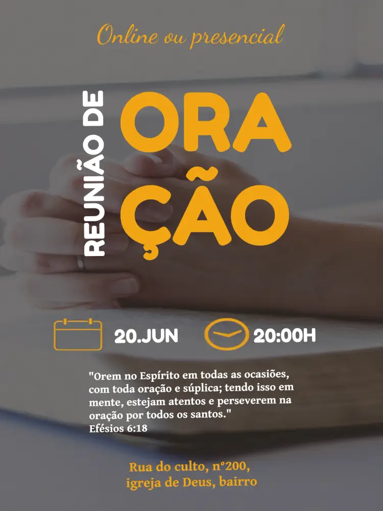 Convite Reunião De Oração Igreja Preto