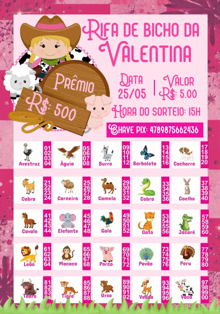 Convite Rifa De Bicho Fazendinha Bixo