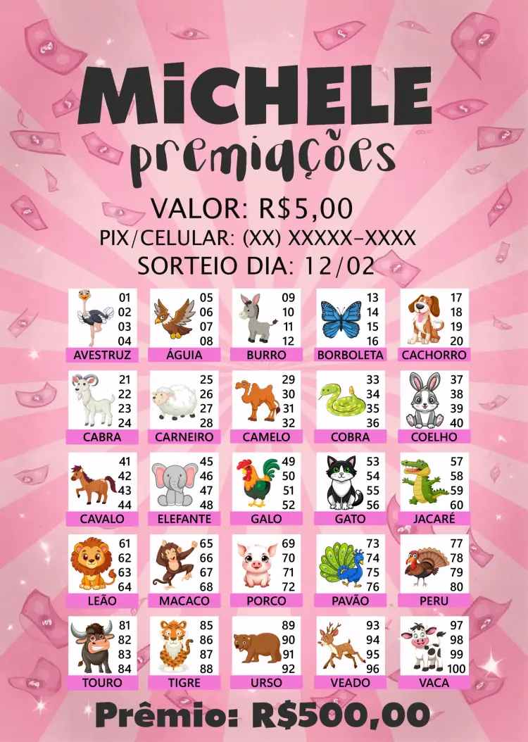 Convite Rifa De Bicho Premiações Bixo