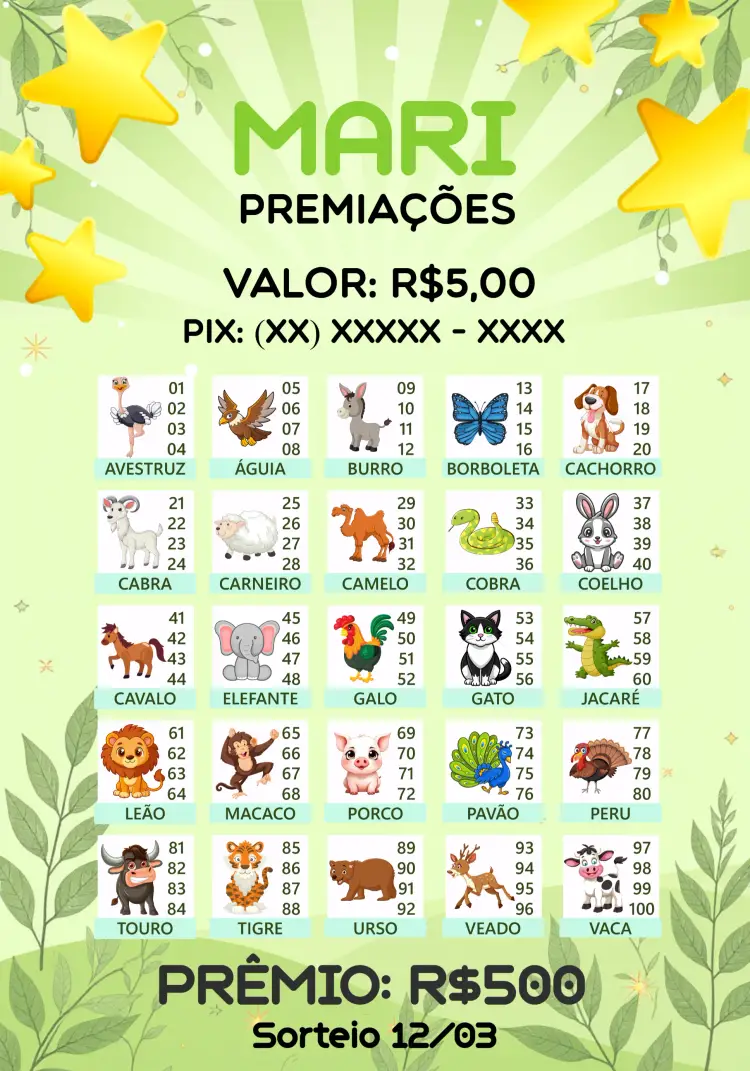 Convite Rifa De Bicho Premiações Bixo