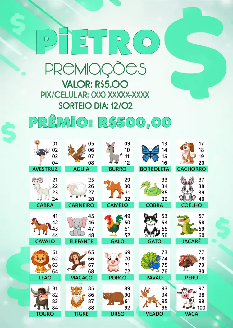 Convite Rifa De Bicho Premiações Bixo