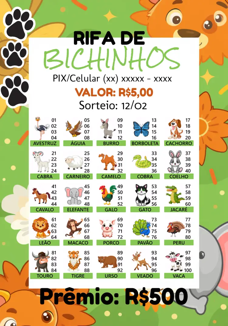 Convite Rifa De Bicho Premiações Sinheiro