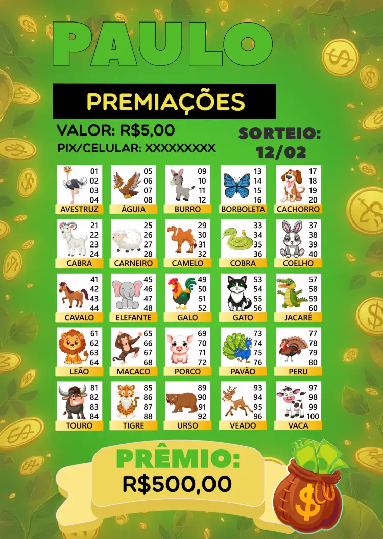 Convite Rifa De Bicho Premiações Premiacoes
