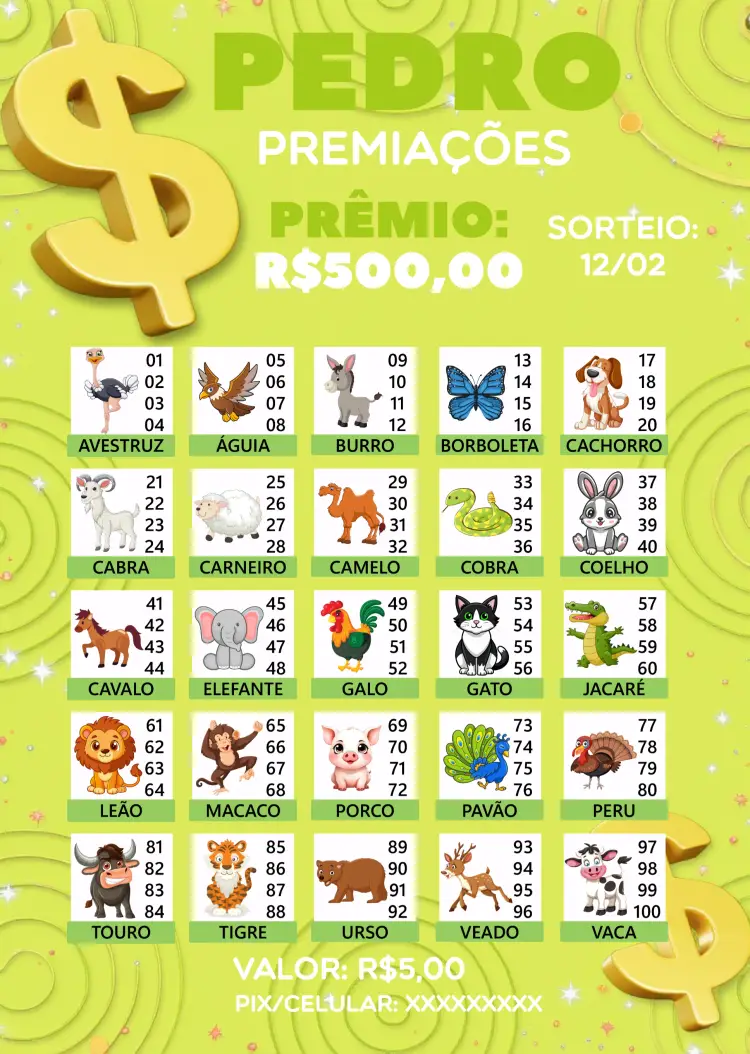 Convite Rifa De Bicho Premiações Premiacoes
