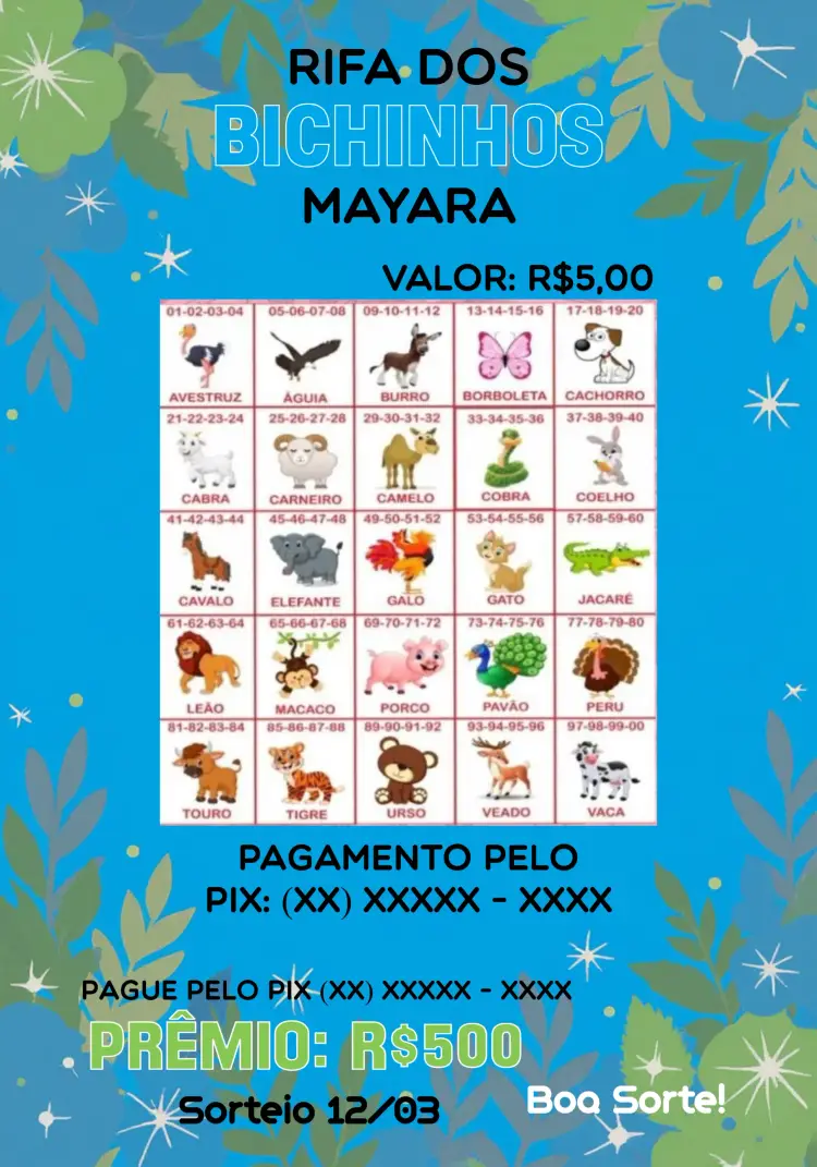 Convite Rifa De Bicho Premiações Primiação