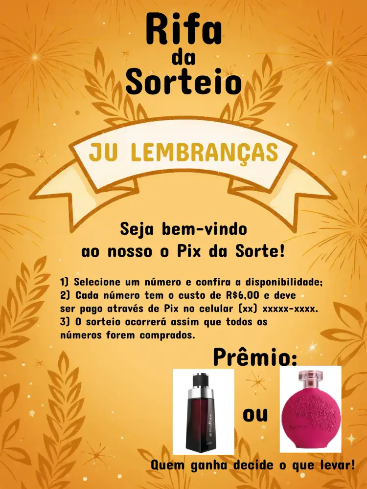 Convite Rifa Pix Da Sorte Dourado – tema Cartelas dourado, branco, moderno, elegante, minimalista
