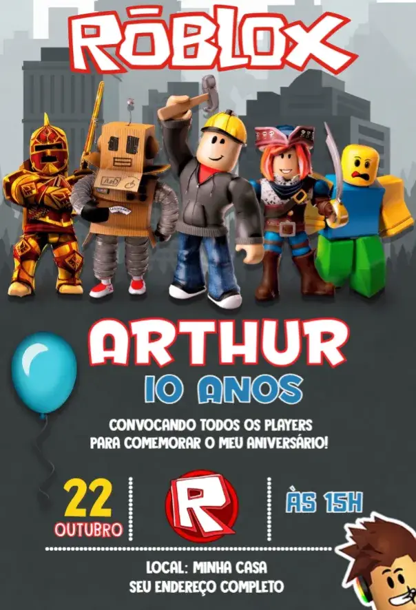 Invitación Roblox editable y personalizable