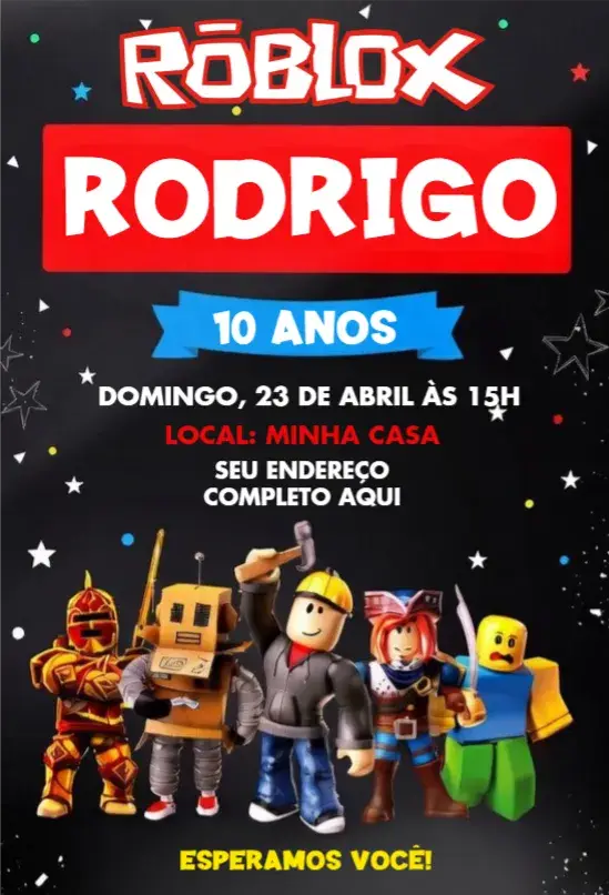 Invitación Roblox editable y personalizable