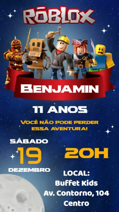 Invitación Roblox editable y personalizable