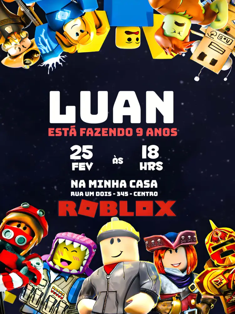 Convite Roblox Colorido