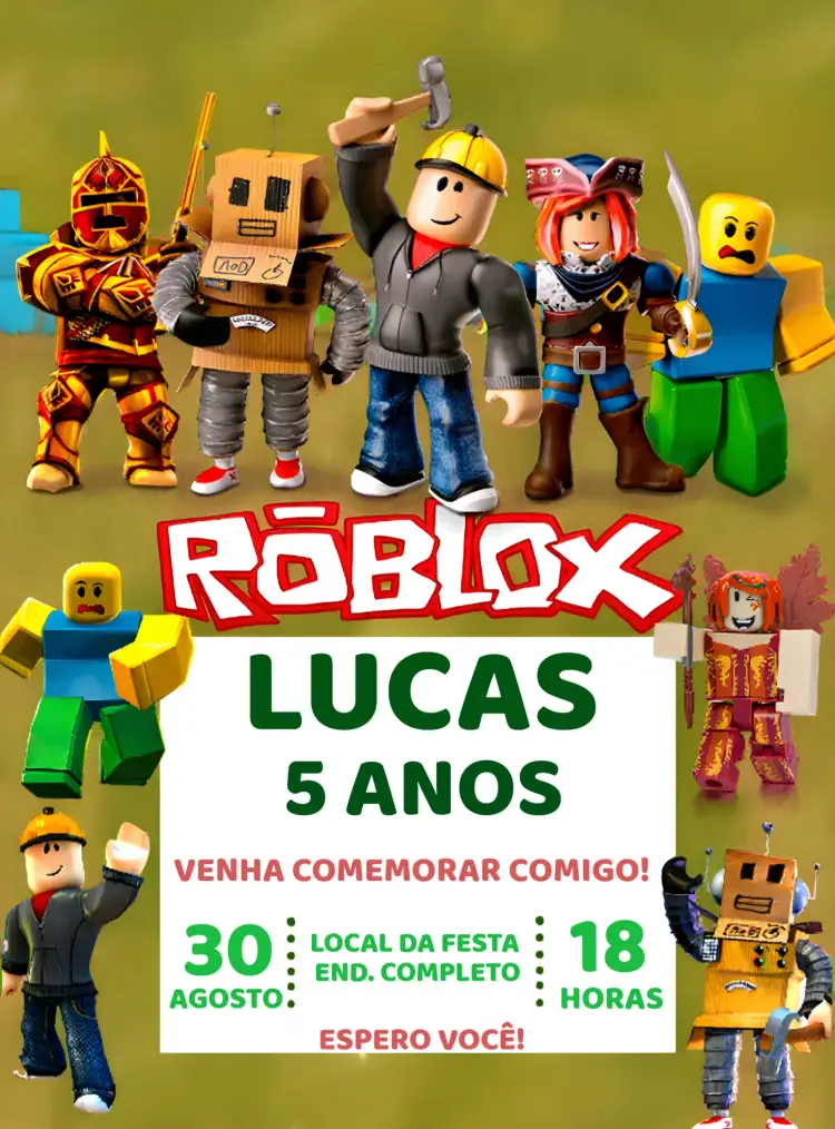 Convite Roblox Gamer