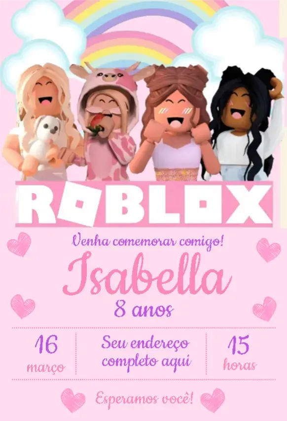 Convite Roblox Menina 3