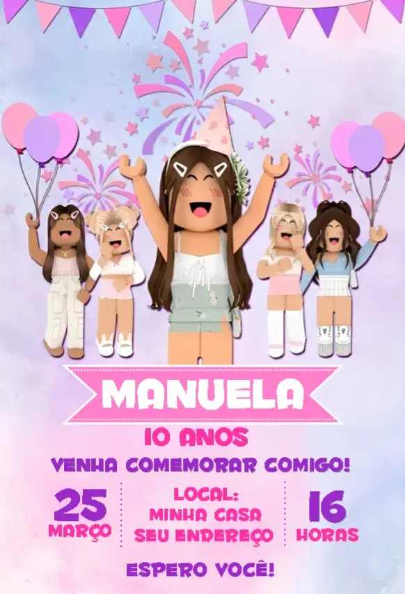 Convite Roblox Menina 5