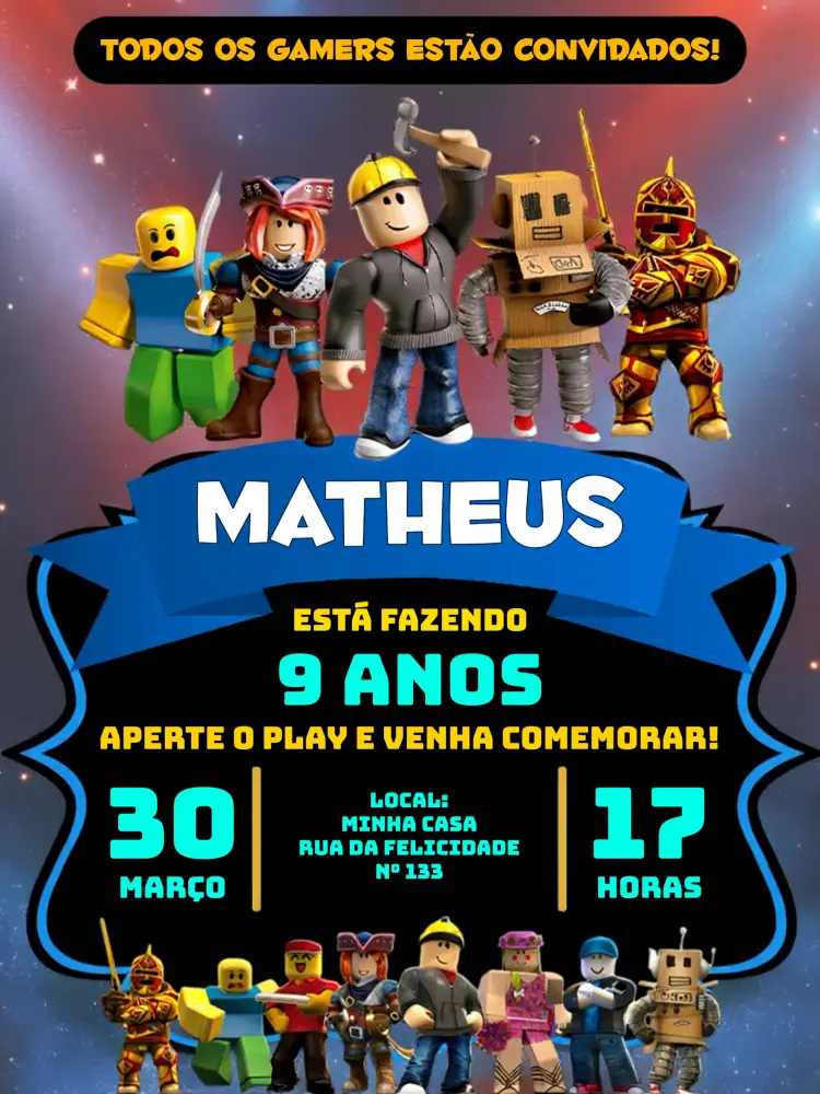 Convite Roblox Preto