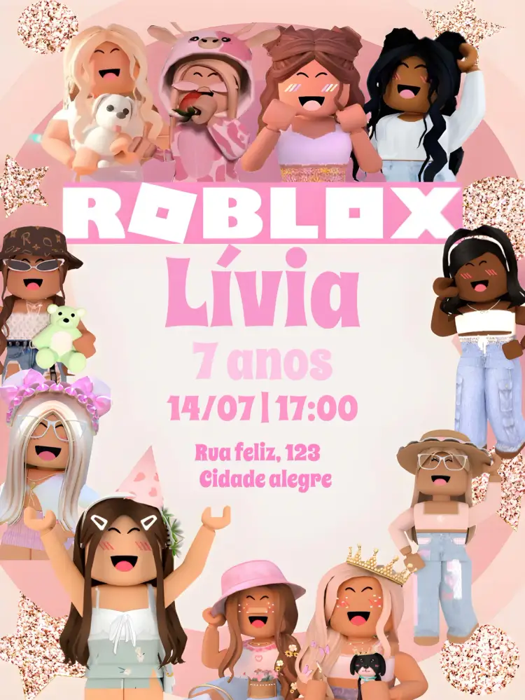 Convite Roblox Rosa