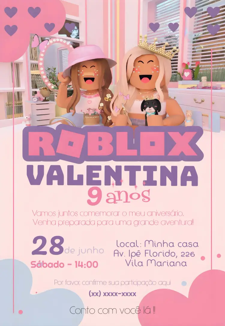 Convite Roblox Rosa