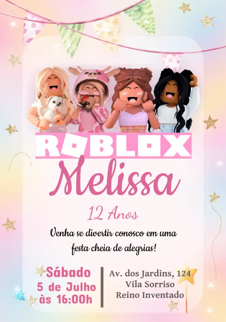 Convite Roblox Rosa