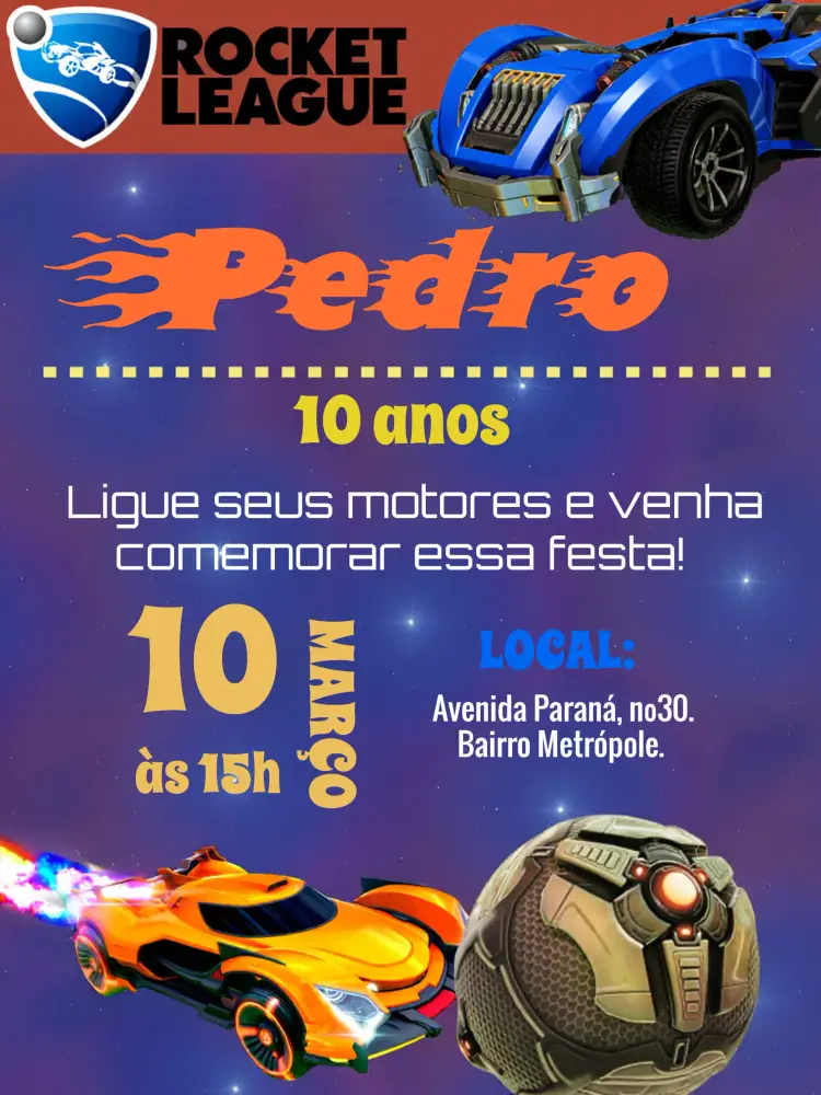 Convite Rocket League Carro