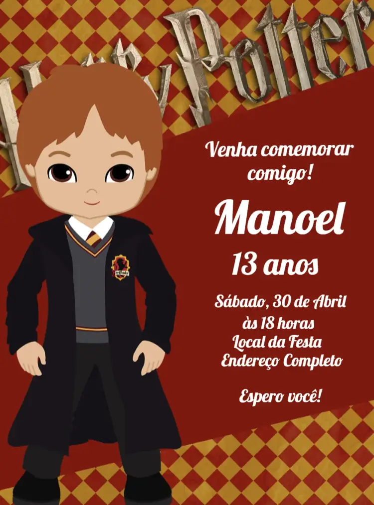 Convite Rony Weasley Wesley