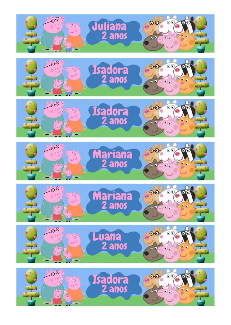 Convite Rótulo Para Garrafa 200ml Peppa Pig Papai