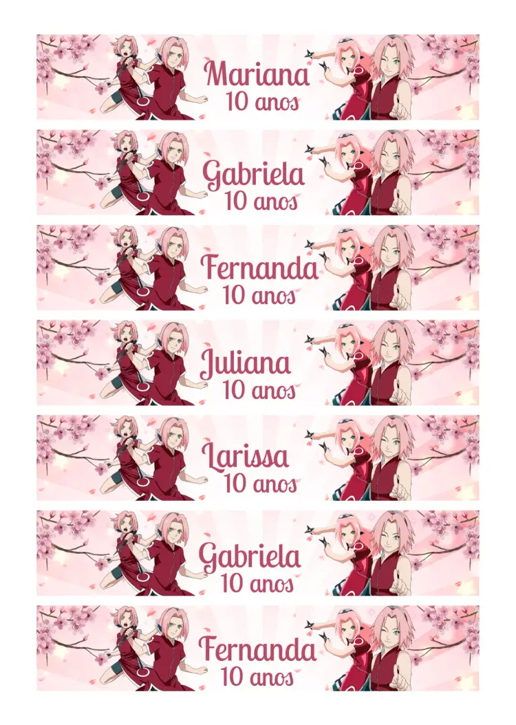 Convite Rótulo Para Garrafa 200ml Sakura Desenho