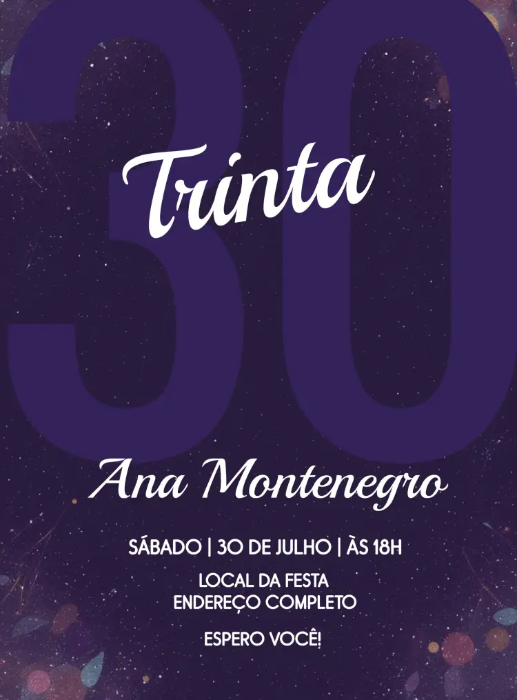 Convite Roxo Trinta Anos Trintei