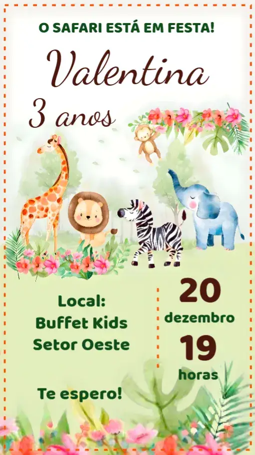 Convite Safari Aquarela