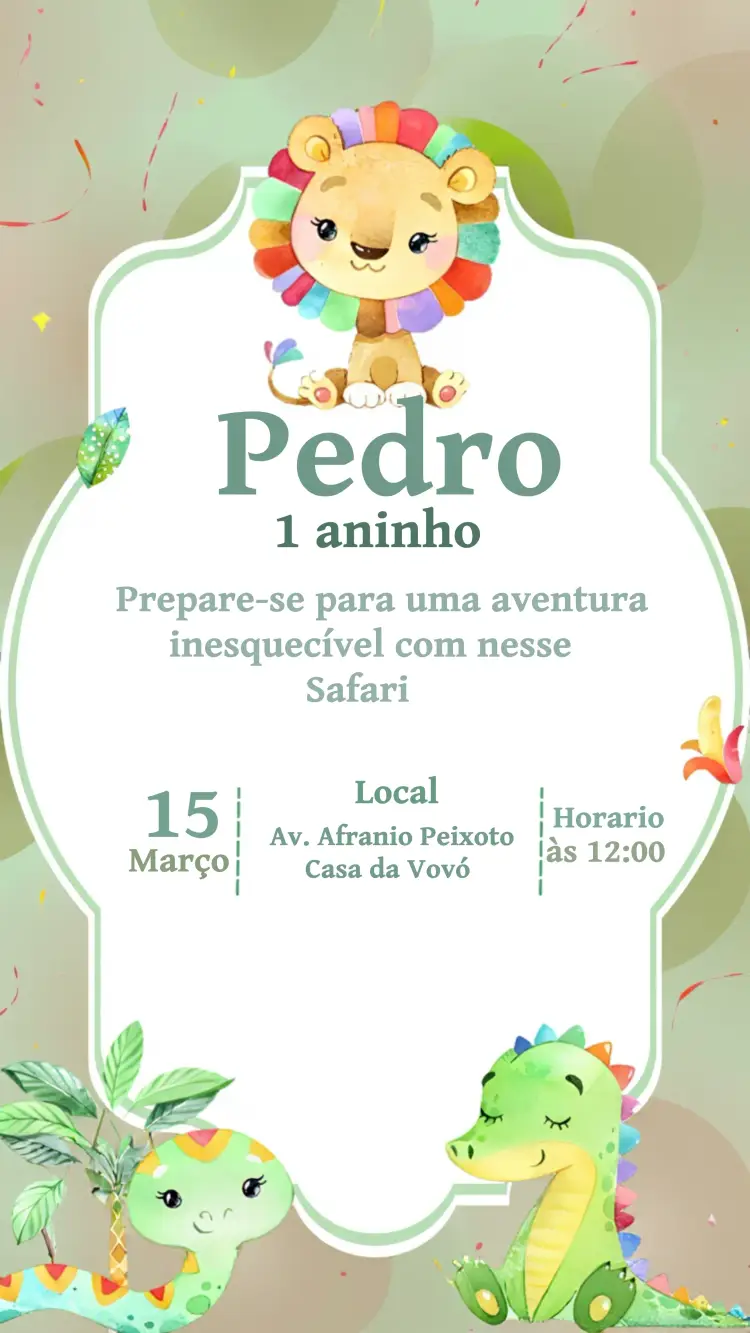 Convite Safari Folhas