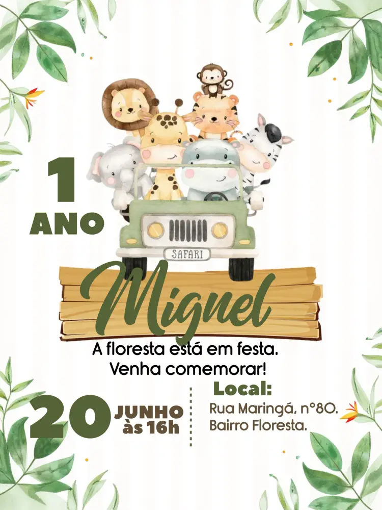 Convite Safari Leão