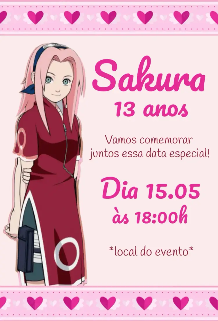 Convite Sakura Haruno Vinho