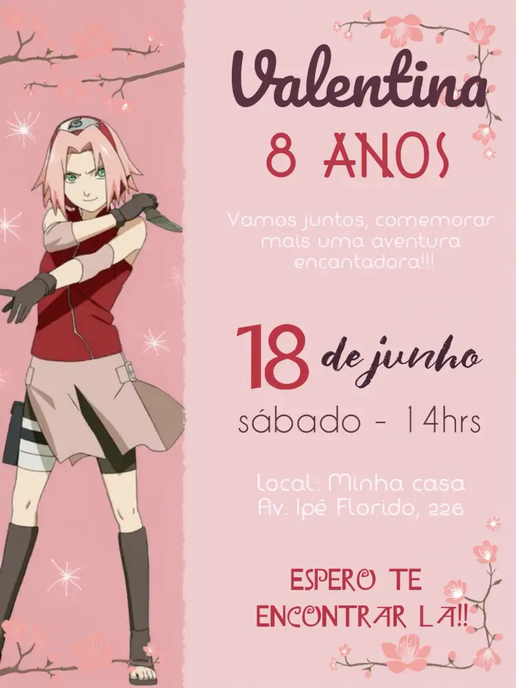 Convite Sakura Naruto Akatsuki