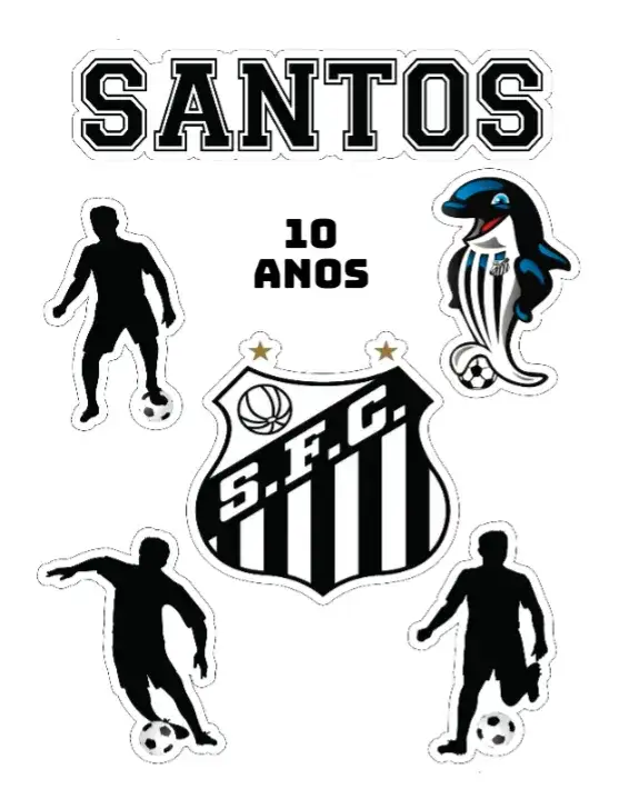 Convite Santos – tema Topo de bolo futebol, moderno, colorido, esportivo, divertido