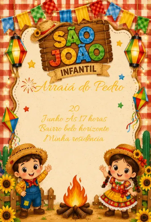 Children's São João invitation