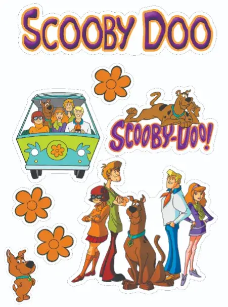 Convite Scooby Doo – tema Topo de bolo colorido, divertido, temático, ilustrações de personagens, vintage, anime