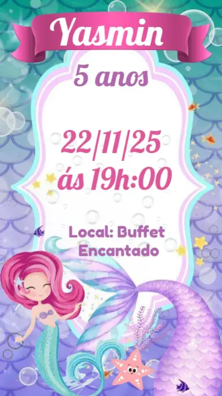 Invitation Mermaid – Kids' Birthday Party theme navy, colorful, fantasy, tropical, playful