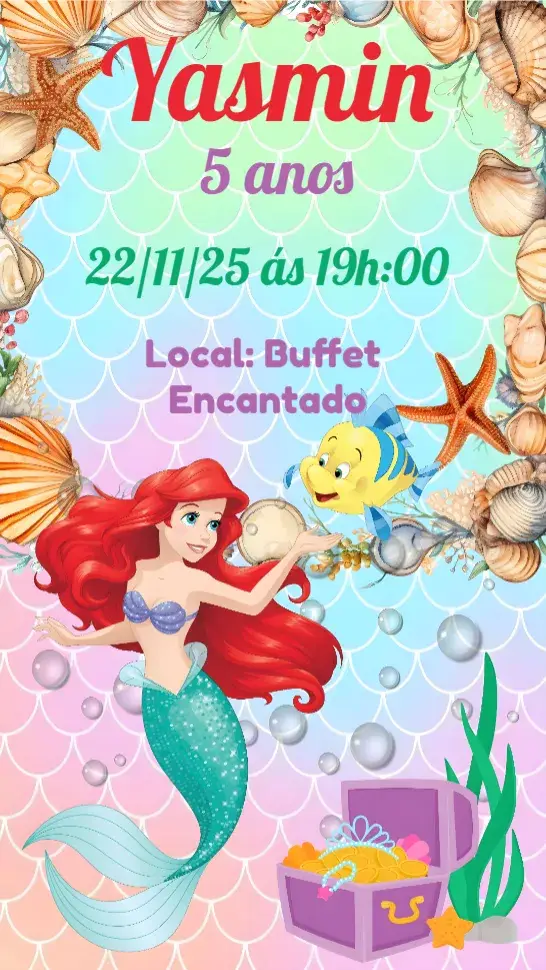 Convite Sereia Ariel