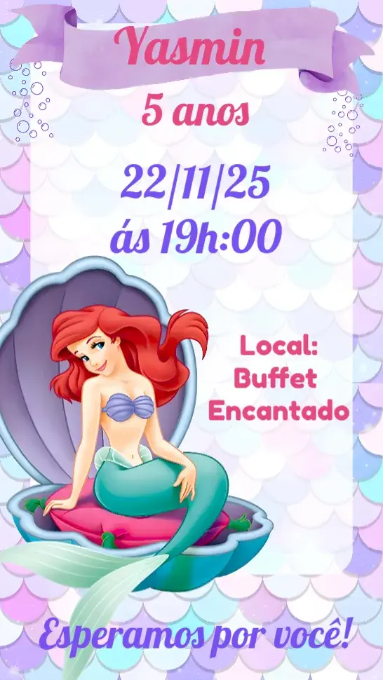 Convite Sereia Ariel