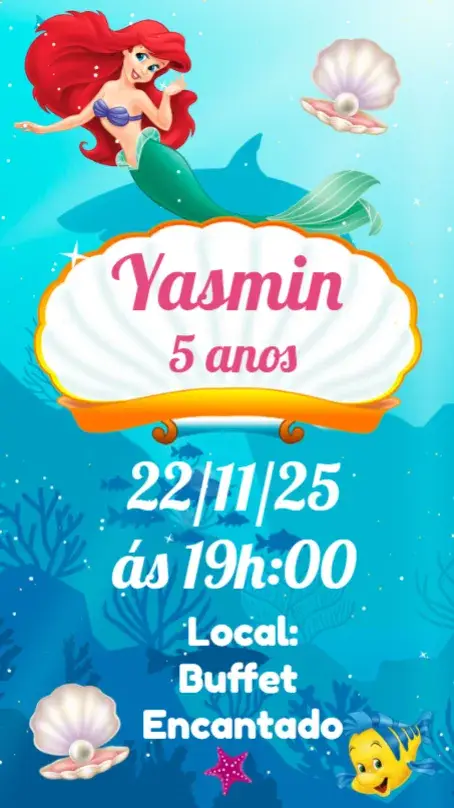Convite Sereia Ariel