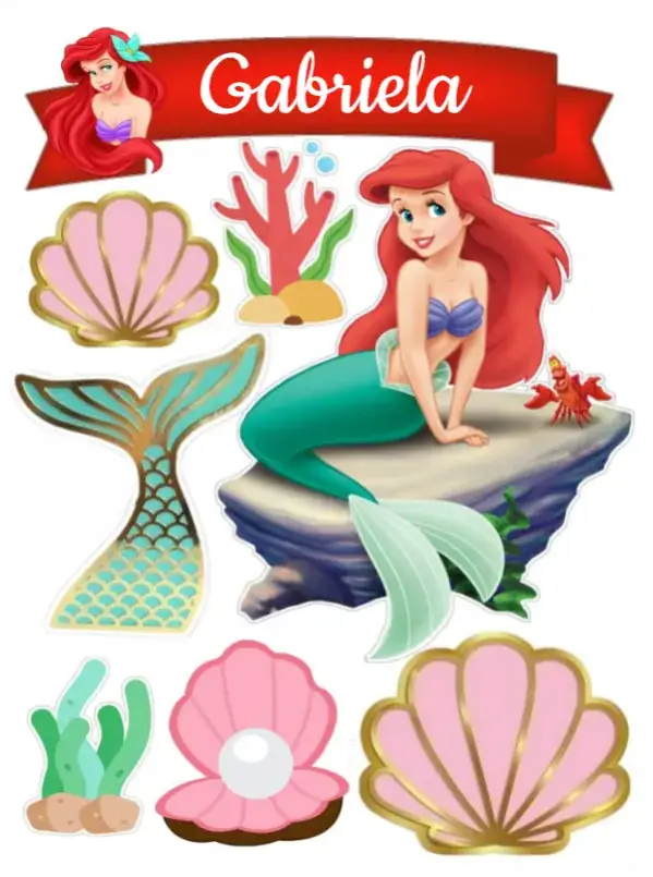 Invitation Mermaid Ariel – Cake topper theme navy blue, colorful, fantasy-themed, playful, childlike