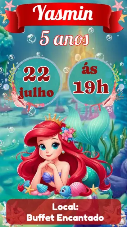 Mermaid Ariel invitation