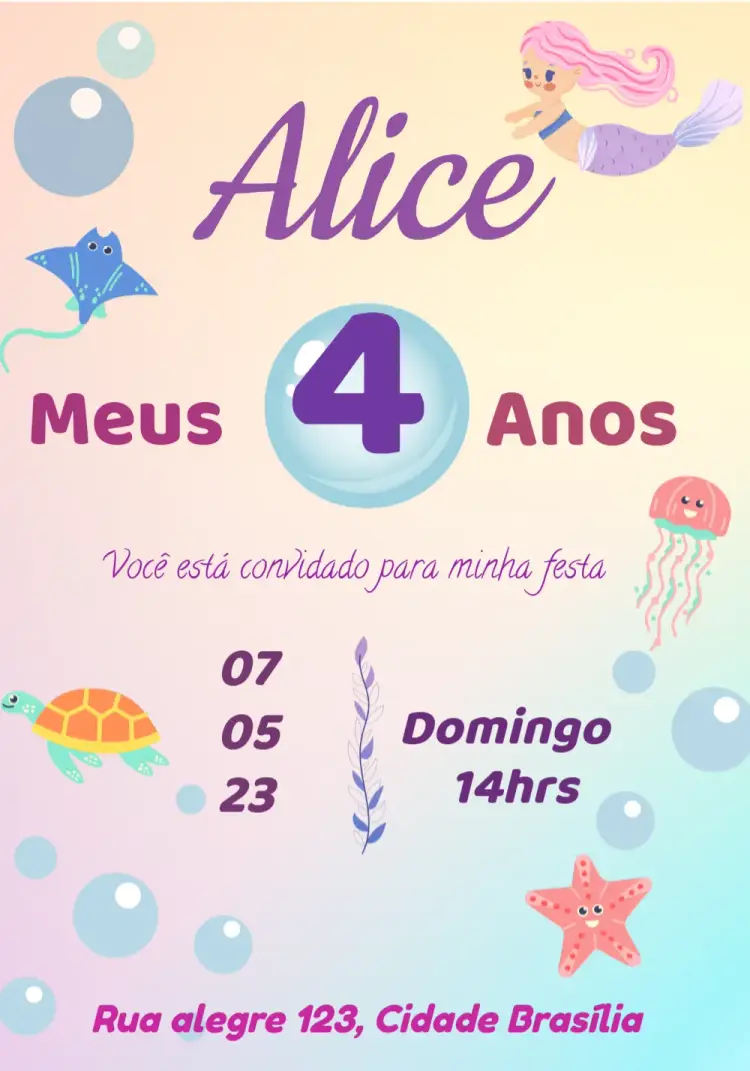 Convite Sereia Fundo