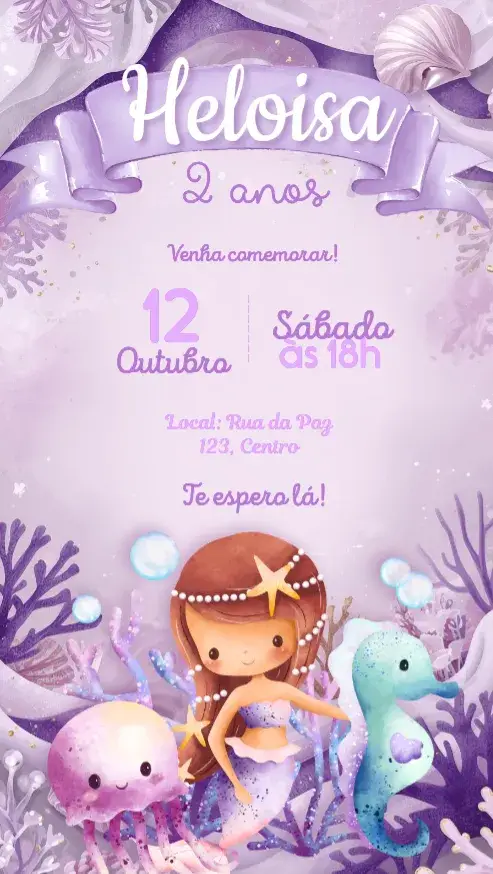Convite Sereia lilás