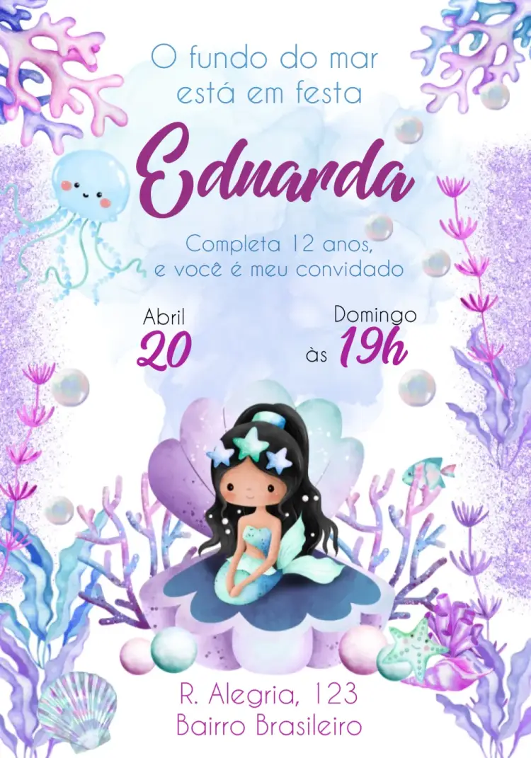 Convite Sereia Lilás