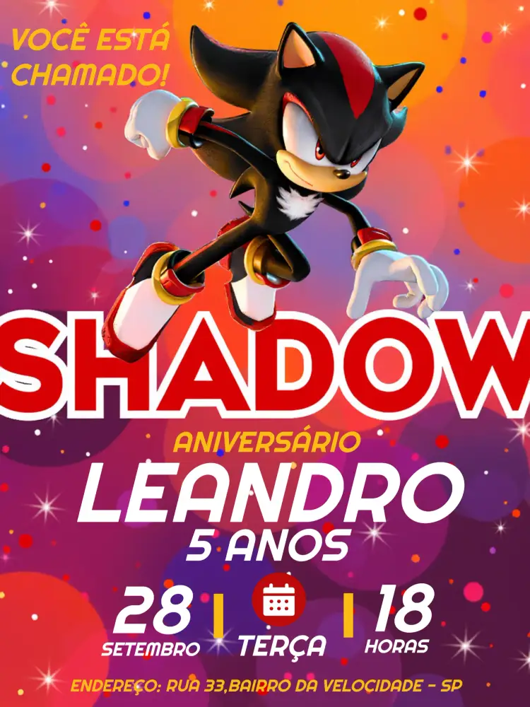 Convite Shadow Sonic Azul