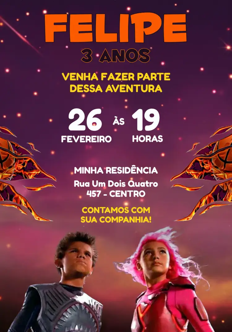 Convite Sharkboy E Lavagirl Ifantil