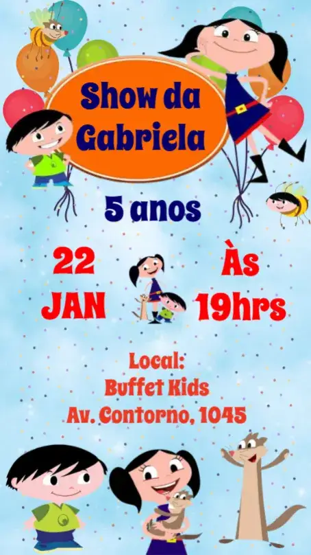 Convite Show da Luna – tema Aniversário Infantil colorido, lúdico, infantil, divertido, fantasia, moderno