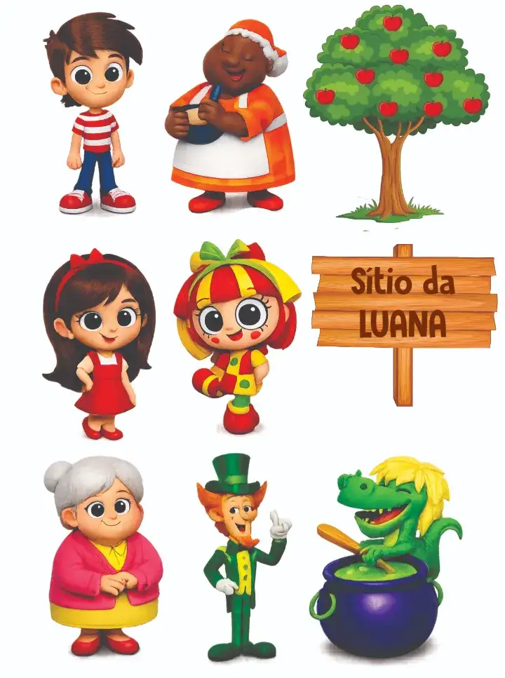 Convite Sítio do Pica Pau Amarelo – tema Topo de bolo colorido, lúdico, infantil, vintage, fantasia, natureza